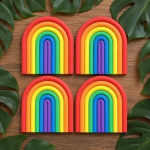 Rainbow Pride Flag Coaster Set - Cork backing - 4 Piece Set